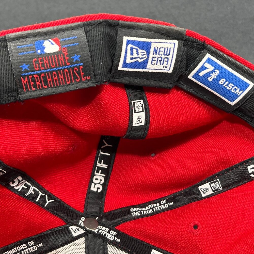 Vtg Detroit Tigers MLB Fitted 7 3/4 Hat New Era 59Fifty Red Baseball Script Mens - Picture 11 of 16